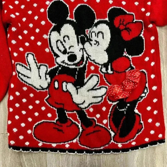 Disney Vintage Minnie and Mickey Kids Girls Sweater - 90's - Size 14/L - Picture 3 of 5